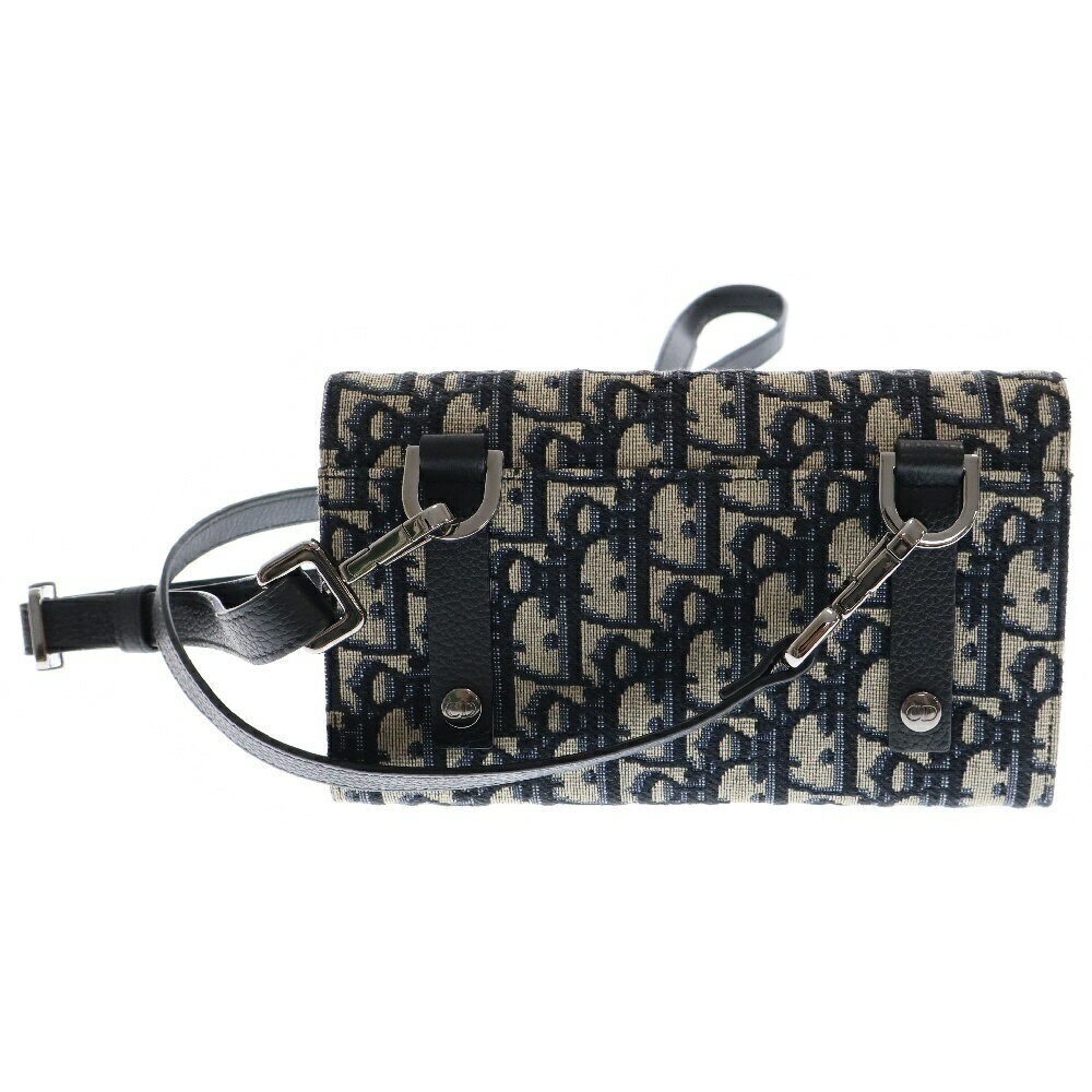 DIOR Trotter Oblique Compact Shoulder Wallet Bag Beige Tan - Picture 2 of 6